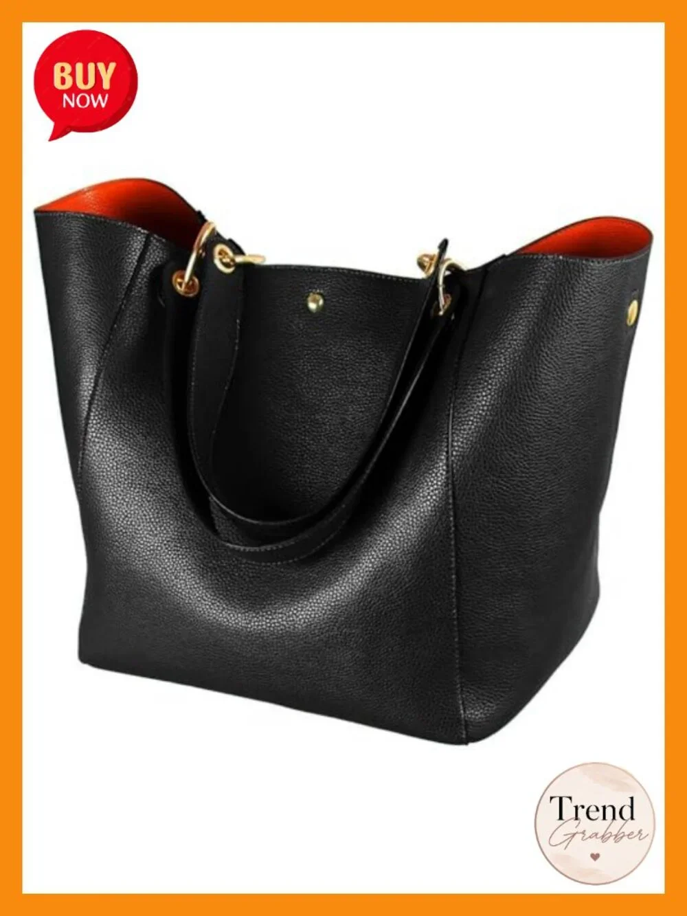 Large Work Tote Bag with Detachable Strap Faux Leather